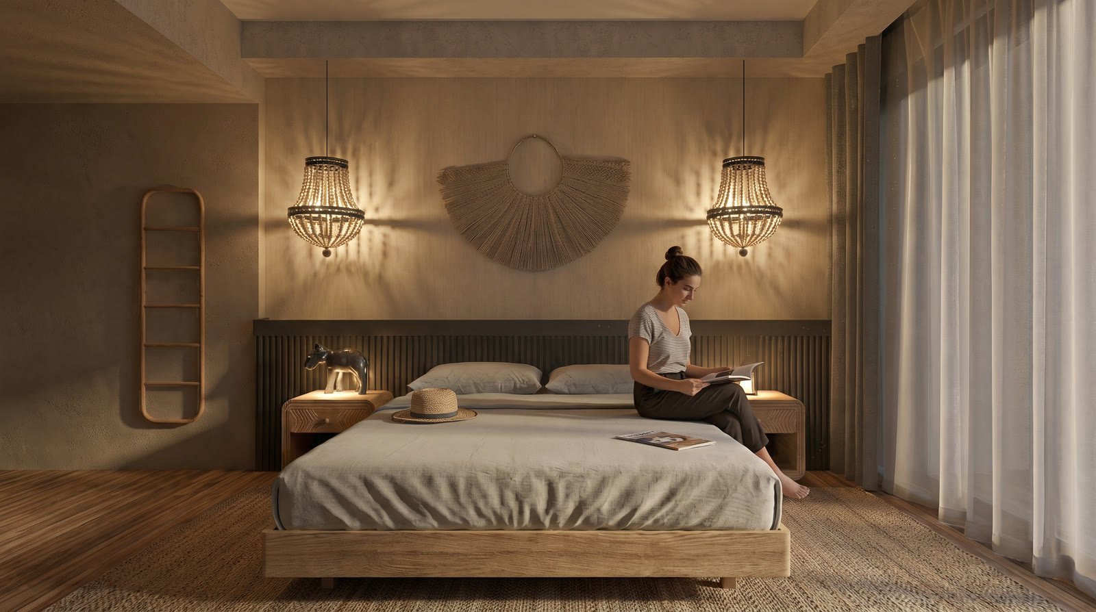 Habitación de Takuma Smart Hotel por la noche
