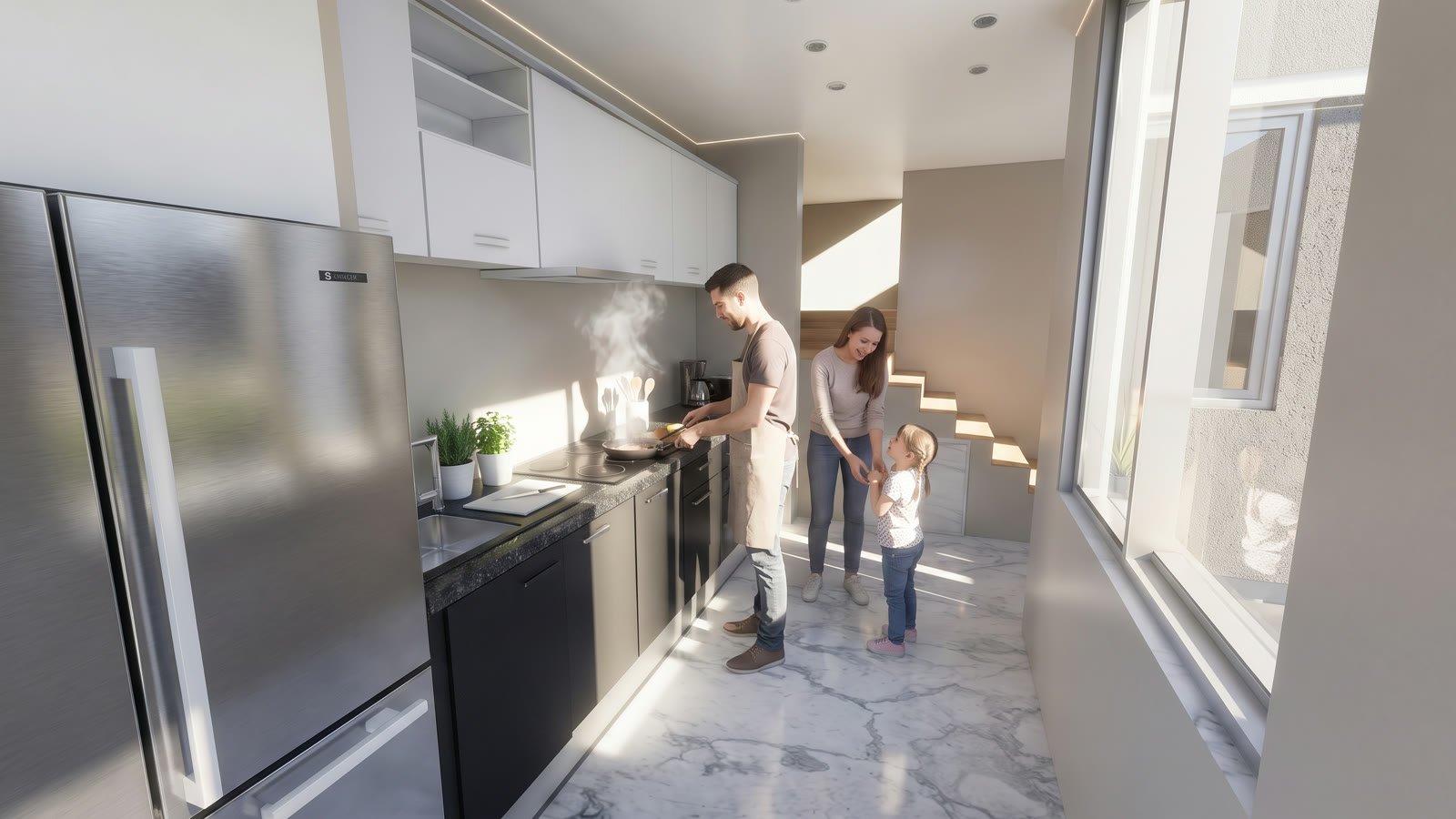 Familia en la cocina de Takuma Luxury Villas