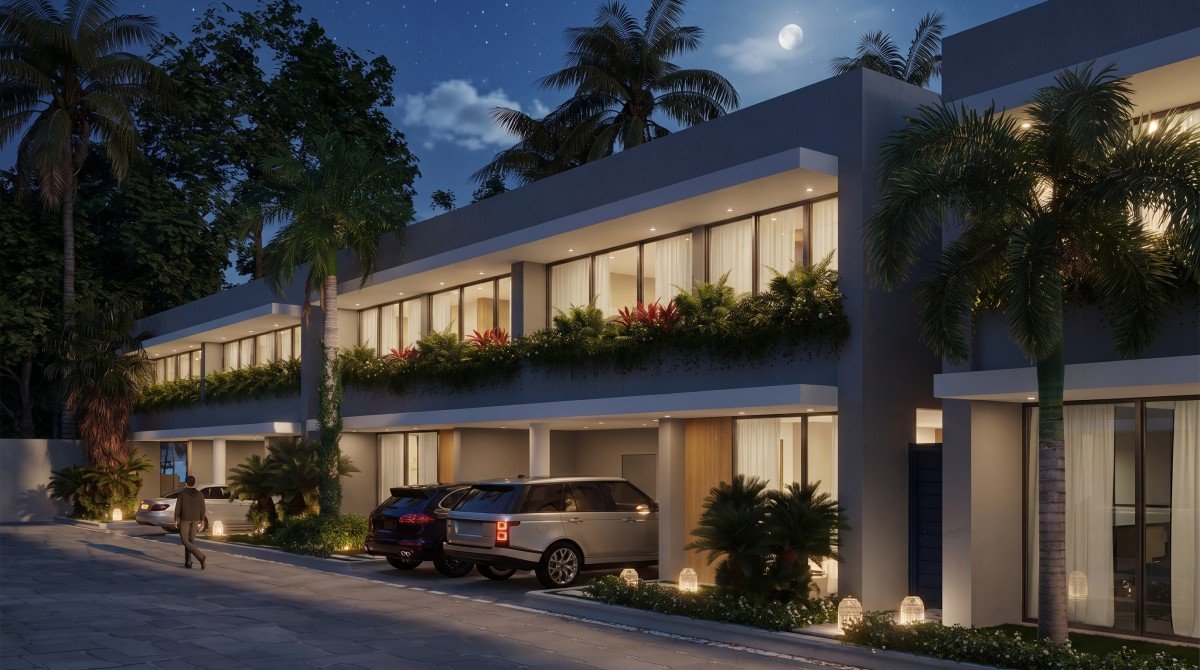 Acceso nocturno a Takuma Luxury Villas con garaje privado